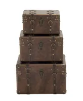 Leather Traditional Trunk, Set of 3