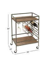 Chinese Fir and Metal Industrial Bar Cart
