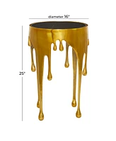 Rosemary Lane Aluminum Drip Accent Table with Melting Design and Shaded Glass Top, 16" x 16" x 25"