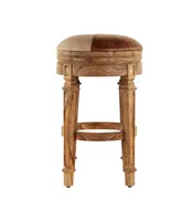 Wood and Fabric Rustic Bar Stool