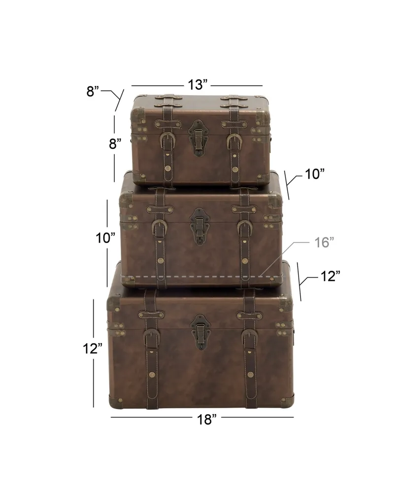 Leather Traditional Trunk, Set of 3