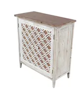 Rustic Rectangular Wooden Lattice Cabinet