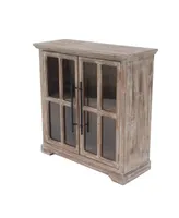 Farmhouse Rectangular Wood and Glass 2-Door Cabinet