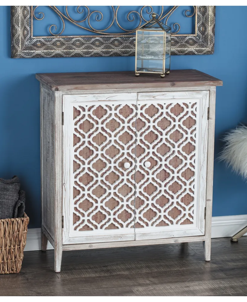 Rustic Rectangular Wooden Lattice Cabinet