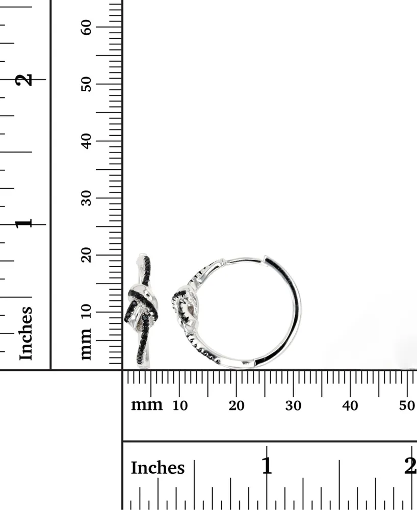 Black Spinel Knotted Small Hoop Earrings (3/8 ct. t.w.) in Sterling Silver, 0.79"