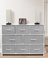 Sorbus 8 Drawers Wide Dresser - Organizer Unit with Steel Frame Wood Top and handle