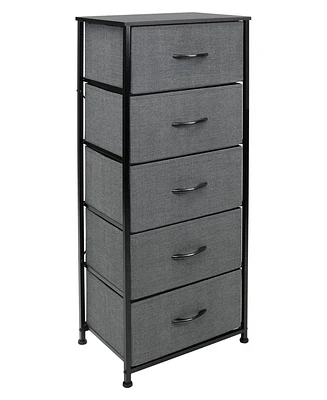 Sorbus Narrow 5 Drawers Nightstand with Steel Frame, Wood Top, Easy Pull Fabric Bins for Home, Bedroom, Office & Dorm