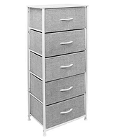 Sorbus Narrow 5 Drawers Nightstand with Steel Frame, Wood Top, Easy Pull Fabric Bins for Home, Bedroom, Office & Dorm