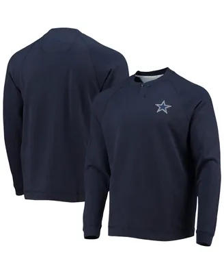 Men's Tommy Bahama Navy Dallas Cowboys Sunset Slub Raglan Henley Long Sleeve T-shirt