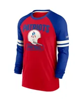 Men's Nike Red, Royal New England Patriots Throwback Raglan Long Sleeve T-shirt