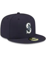Men's New Era Navy Seattle Mariners Logo White 59FIFTY Fitted Hat