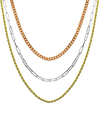 And Now This 15.25", 17.5" and 19.5" + 2" extender Tri-Tone Multi Chain Layered Necklace