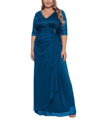 B&A by Betsy & Adam Plus V-Neck Gown