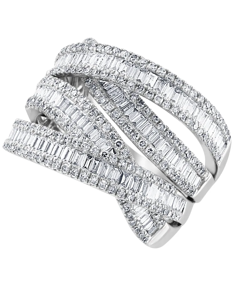 Effy Diamond Baguette Crossover Statement Ring (1-5/8 ct. t.w.) in 14k White Gold