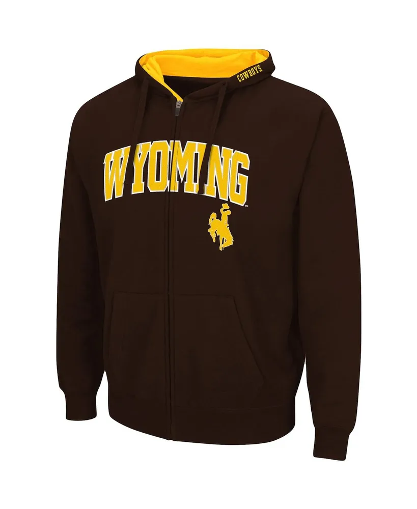 Men's Colosseum Brown Wyoming Cowboys Arch & Logo 3.0 Full-Zip Hoodie