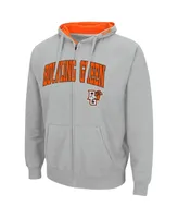 Men's Colosseum Gray Bowling Green St. Falcons Arch & Logo 3.0 Full-Zip Hoodie