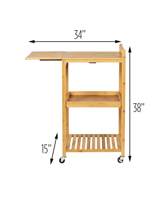 Honey Can Do 38" Bamboo Rolling Kitchen Cart