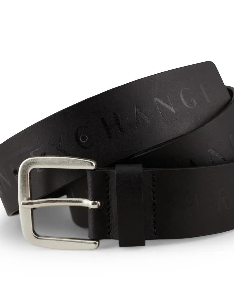 A|X Armani Exchange Men's Classic Logo Print Leather Belt