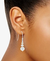 Cultured Freshwater Pearl (4-6mm) & Crystal Linear Drop Earrings in Sterling Silver