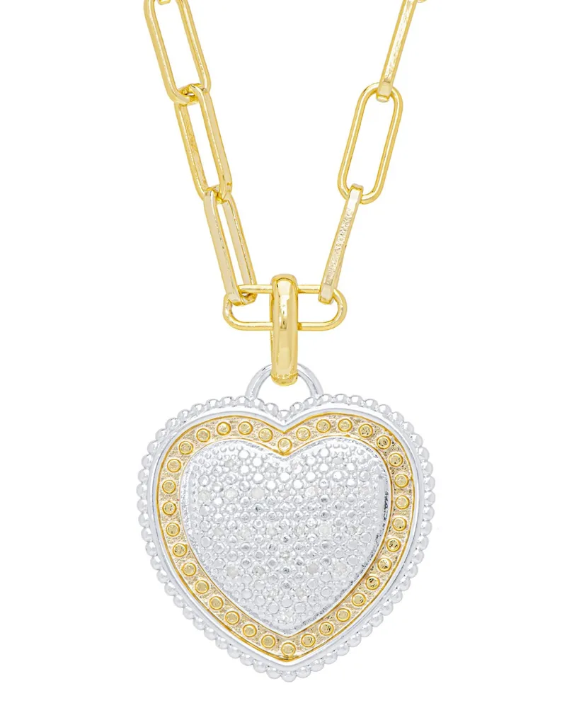 Macy's Women's Diamond Accent Heart Paperclip Necklace