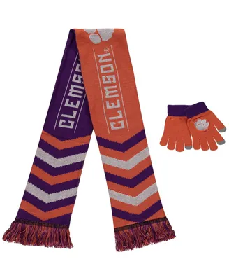 Men's and Women's Foco Orange Clemson Tigers Glove and Scarf Combo Set