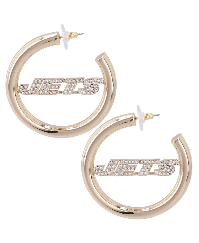 Women's Gold New York Jets Team Hoop Earrings