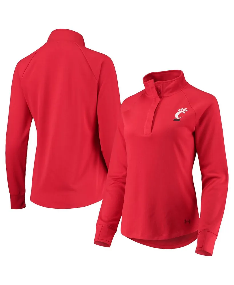 Women's Under Armour Red Cincinnati Bearcats Double Knit Raglan Quarter-Snap Jacket