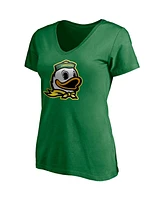 Women's Fanatics Green Oregon Ducks Primary Logo V-Neck T-shirt