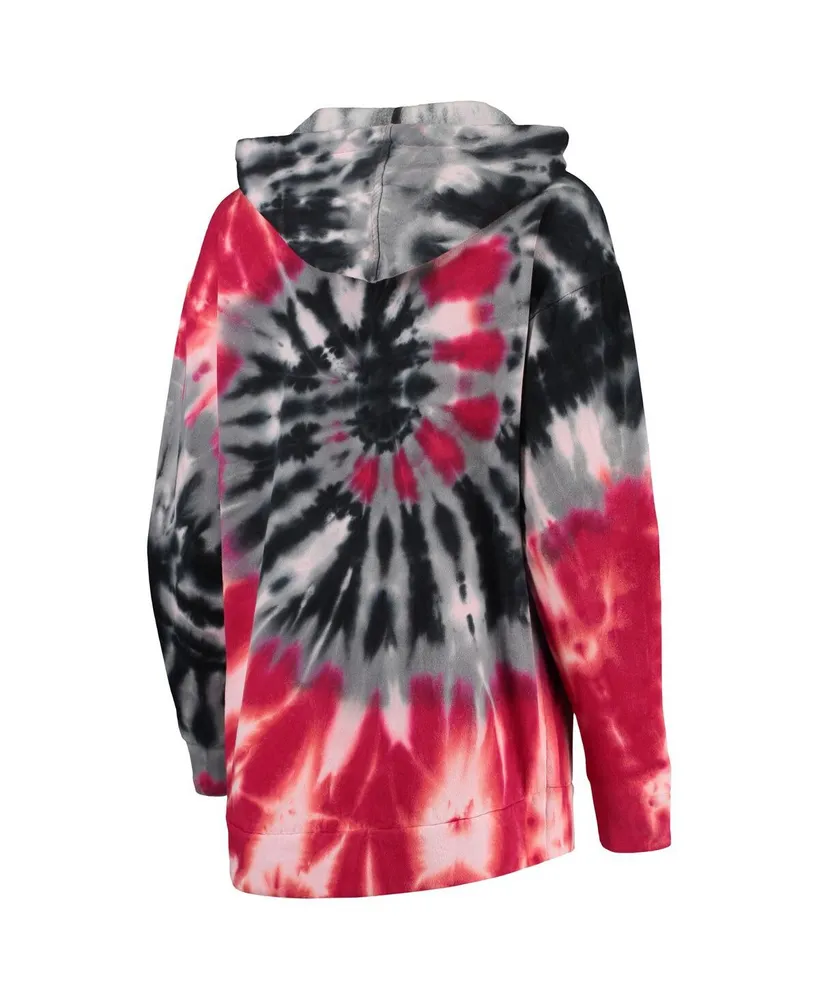 Women's Colosseum Red Wisconsin Badgers Slow Ride Spiral Tie-Dye Oversized Pullover Hoodie