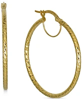 Textured Medium Hoop Earrings in 10k Gold, 30mm