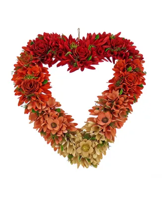 National Tree Company Artificial Valentine's Ombre Floral Heart Wreath, 22.05"