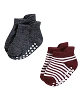 Hudson Baby Baby Boys Hudson Non-Skid No-Show Socks, Blue Burgundy, 12-24 Months