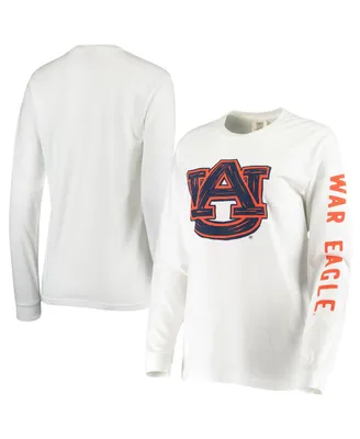 Women's White Auburn Tigers Drawn Logo Oversized Long Sleeve T-shirt