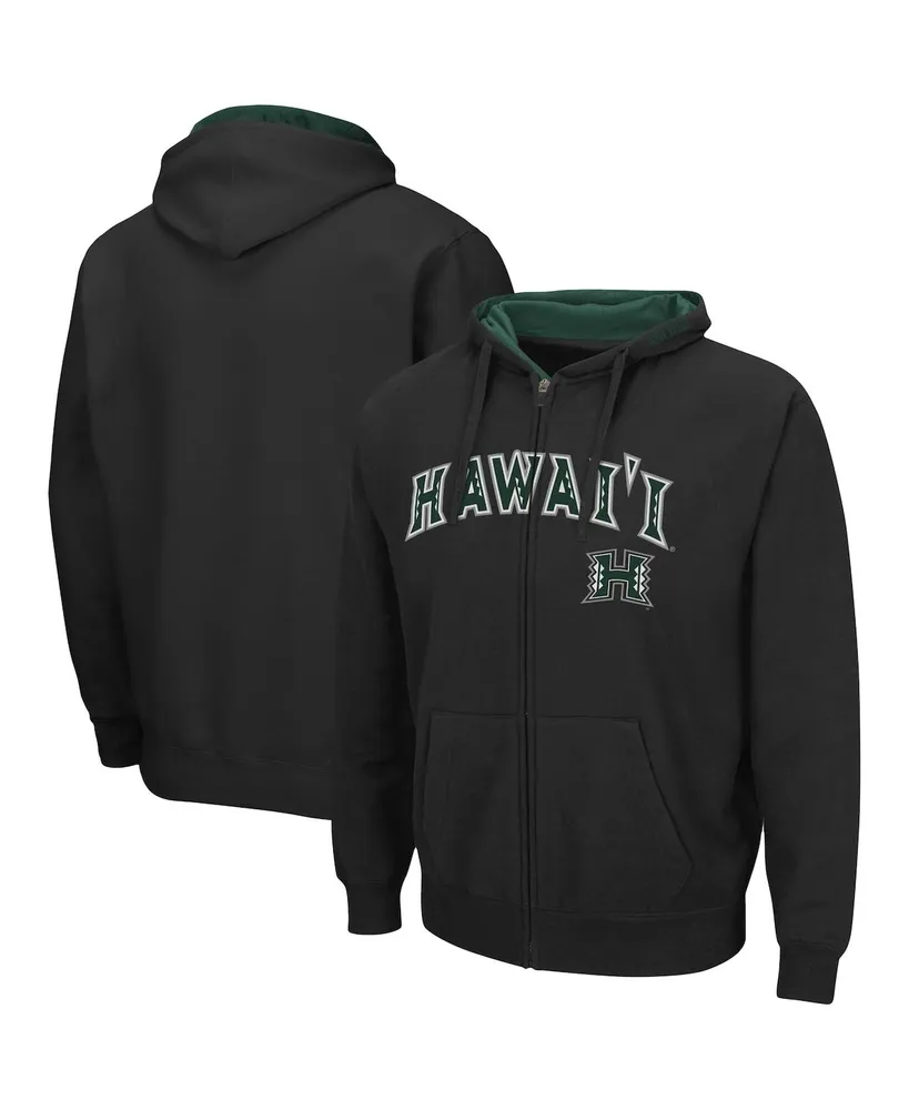 Men's Colosseum Black Hawaii Warriors Arch & Logo 3.0 Full-Zip Hoodie