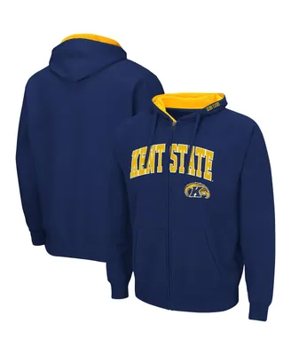 Men's Colosseum Navy Kent State Golden Flashes Arch Logo 3.0 Full-Zip Hoodie