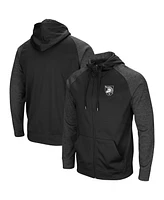 Men's Colosseum Black Army Knights Big and Tall Blackout 2.0 Raglan Full-Zip Hoodie