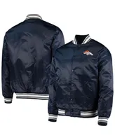 Men's Starter Navy Denver Broncos Locker Room Satin Varsity Full-Snap Jacket