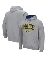 Men's Colosseum Heathered Gray Northern Arizona Lumberjacks Arch and Logo Pullover Hoodie