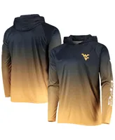 Men's Columbia Pfg Navy West Virginia Mountaineers Terminal Tackle Omni-Shade Upf 50 Long Sleeve Hooded Top