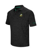 Men's Colosseum Heathered Black Oregon Ducks Alternate Logo Down Swing Raglan Polo Shirt