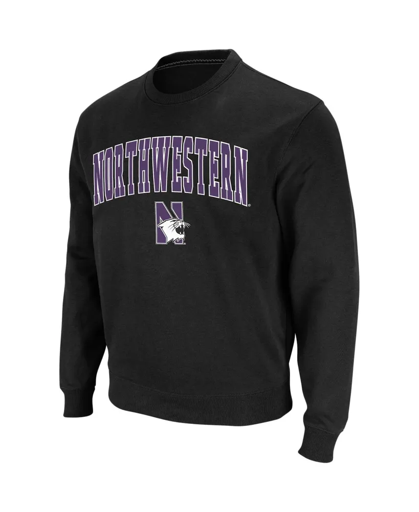 Men's Colosseum Black Northwestern Wildcats Arch & Logo Crew Neck Sweatshirt