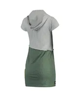 Women's Refried Apparel Gray and Green Bay Packers Hooded Mini Dress