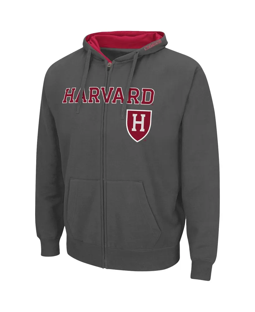Men's Colosseum Charcoal Harvard Crimson Arch Logo 3.0 Full-Zip Hoodie
