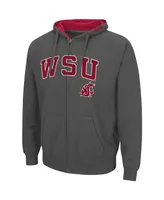 Men's Colosseum Charcoal Washington State Cougars Arch Logo 3.0 Full-Zip Hoodie