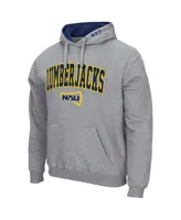 Men's Colosseum Heathered Gray Northern Arizona Lumberjacks Arch and Logo Pullover Hoodie