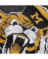 Men's Original Retro Brand Heather Black Missouri Tigers Vintage-Like Angry Tiger Tri-Blend T-shirt