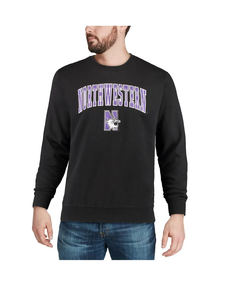 Men's Colosseum Black Northwestern Wildcats Arch & Logo Crew Neck Sweatshirt