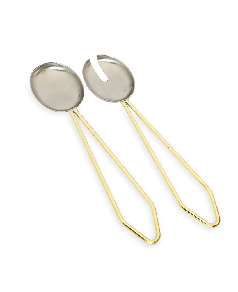 12" Salad Servers with Loop Handles, Set of 2 - Gold