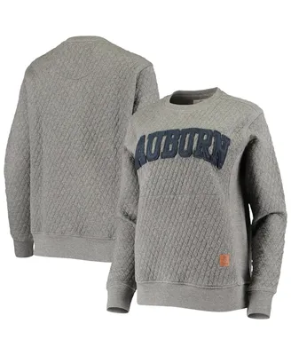 Women's Pressbox Heathered Gray Auburn Tigers Moose Applique Quilted Pullover Sweatshirt