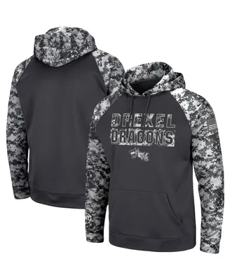 Men's Colosseum Charcoal Drexel Dragons Oht Military-Inspired Appreciation Digital Camo Pullover Hoodie